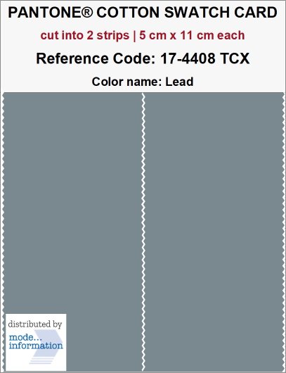 PANTONE COTTON SWATCH CARD 17-4408 TCX Lead (cut into 2 strips | 5 c…
