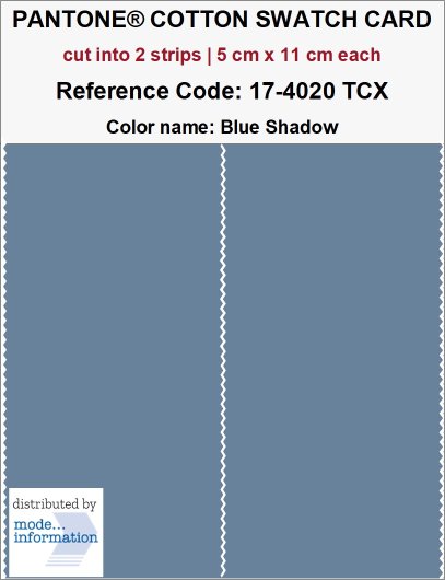 PANTONE COTTON SWATCH CARD 17-4020 TCX Blue Shadow (cut into 2 strip…