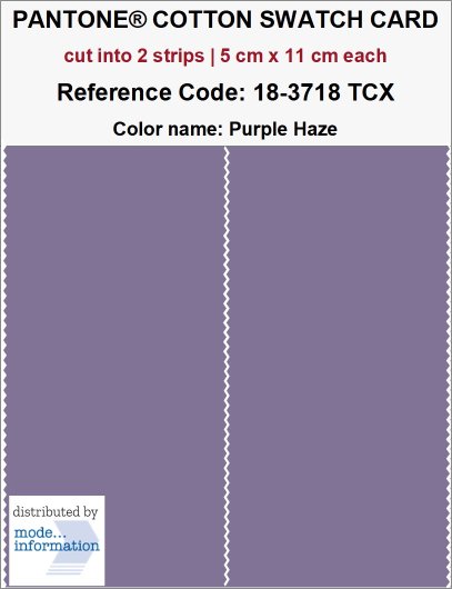 PANTONE COTTON SWATCH CARD 18-3718 TCX Purple Haze (cut into 2 strip…