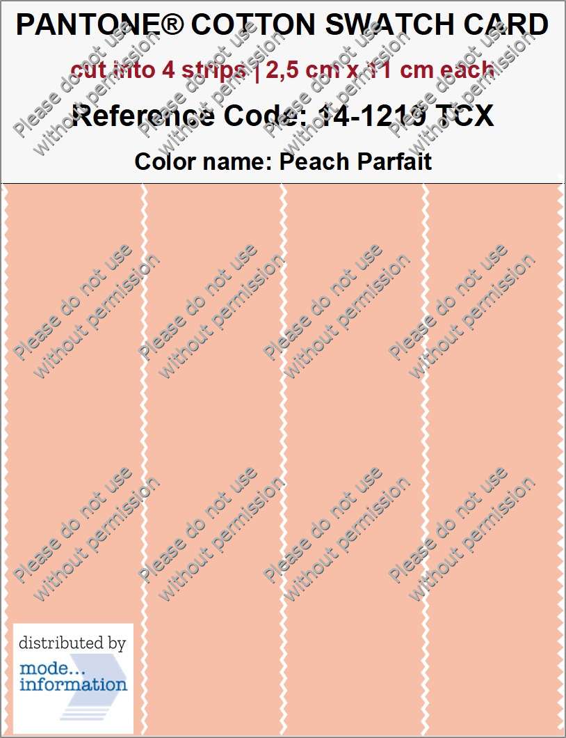PANTONE COTTON SWATCH CARD 14-1219 TCX Peach Parfait (cut into 4 strips | 2,5 cm x 11 cm)