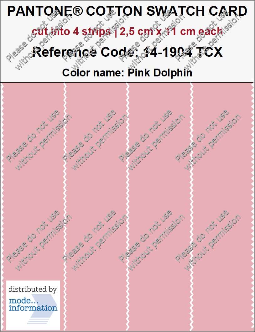 PANTONE COTTON SWATCH CARD 14-1904 TCX Pink Dolphin (cut into 4 strips | 2,5 cm x 11 cm)