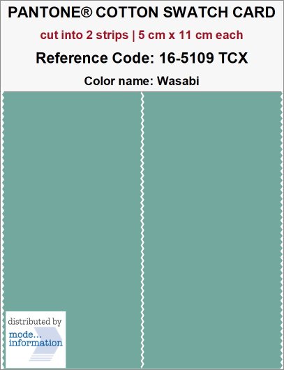 PANTONE COTTON SWATCH CARD 16-5109 TCX Wasabi (cut into 2 strips | 5…