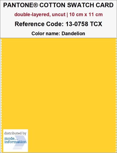 専用ページになります PANTONE COTTON SWATCH CARD 13-0758 TCX Dandelion (double-layered, un…
