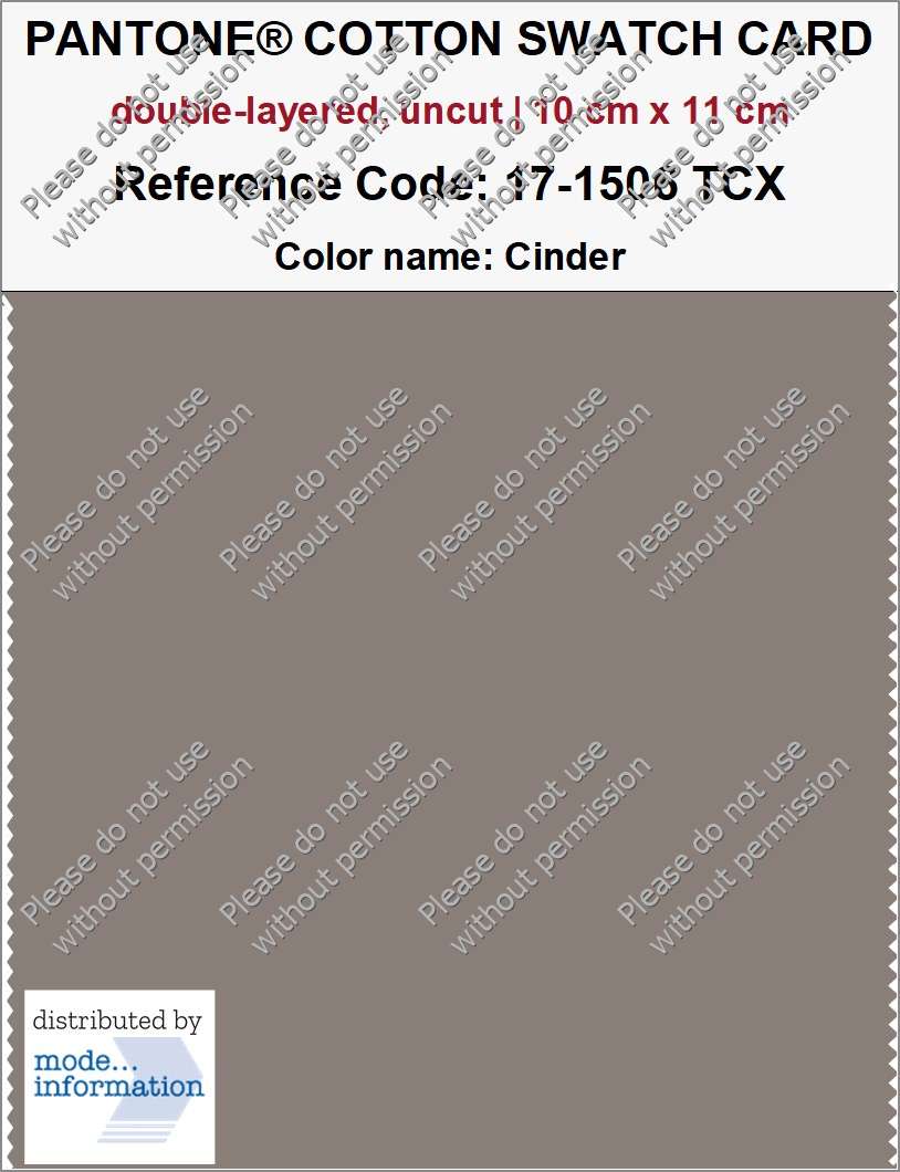 PANTONE COTTON SWATCH CARD 17-1506 TCX Cinder (double-layered, uncut | 10 cm x 11 cm)