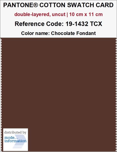 PANTONE COTTON SWATCH CARD 19-1432 TCX Chocolate Fondant (double-lay…