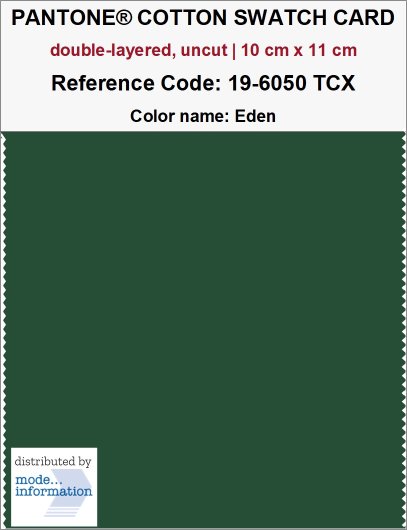 PANTONE COTTON SWATCH CARD 19-6050 TCX Eden (double-layered, uncut |…