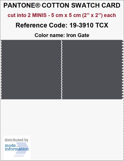 PANTONE COTTON SWATCH CARD 19-3910 TCX Iron Gate (cut into 2 MINIS |…