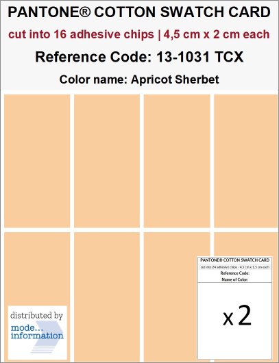 PANTONE COTTON SWATCH CARD 13-1031 TCX Apricot Sherbet (cut into 16…