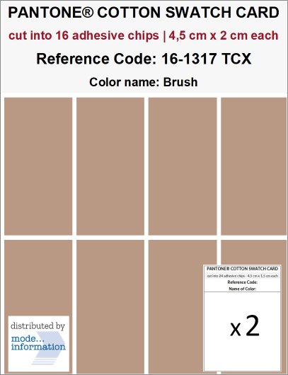 PANTONE COTTON SWATCH CARD 16-1317 TCX Brush (cut into 16 adhesive c…