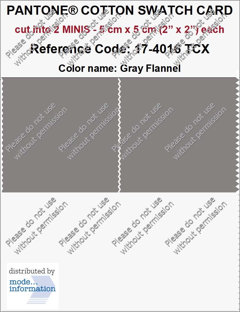*୨୧⑅ Pantone Smart 17-4016 TCX Color Swatch Card | Gray Flannel
