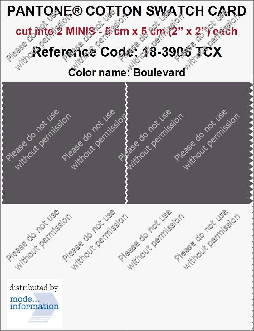 PANTONE COTTON SWATCH CARD 18-3906 TCX Boulevard (cut into MINIS |…