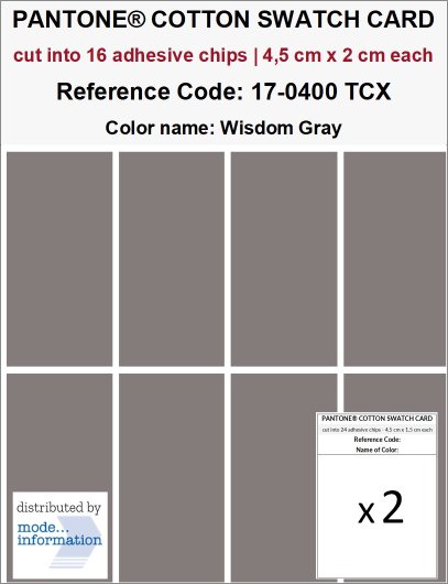 PANTONE® COTTON SWATCH CARD 17-0400 TCX Wisdom Gray (16_CHIPS)