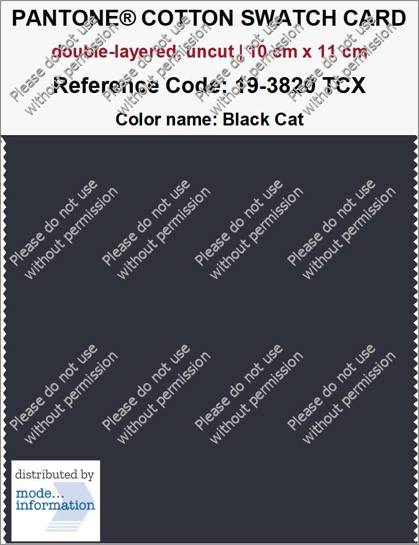 PANTONE® COTTON SWATCH CARD 19-3820 TCX Black Cat (double-layered, uncut | 10 cm x 11 cm)