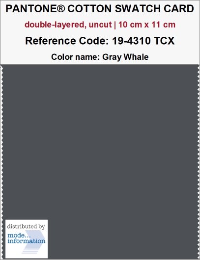 PANTONE® COTTON SWATCH CARD 19-4310 TCX Gray Whale (double-layered…