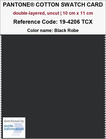 PANTONE® COTTON SWATCH CARD 19-4206 TCX Black Robe (double-layered…