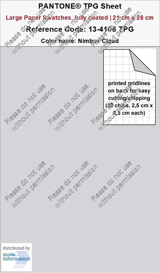 PANTONE TPG Sheet 13-4108 TPG Nimbus Cloud (Large Paper Swatch Card, fully coated | 21 cm x 28 cm)