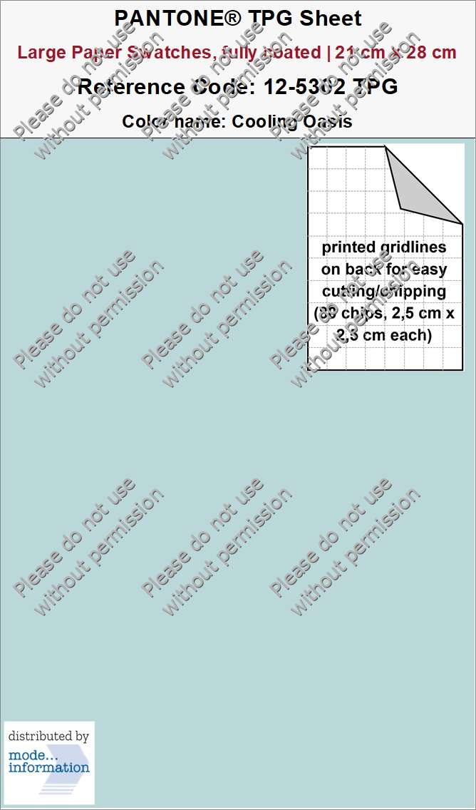 PANTONE TPG Sheet 12-5302 TPG Cooling Oasis (Large Paper Swatch Card, fully coated | 21 cm x 28 cm)